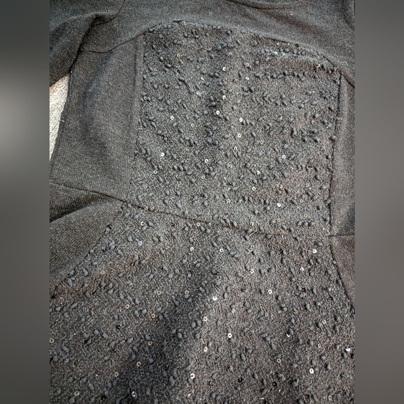 Anthropologie Deletta Sequined Peplum Black Sweater Top Size S NWOT - Picture 2 of 5